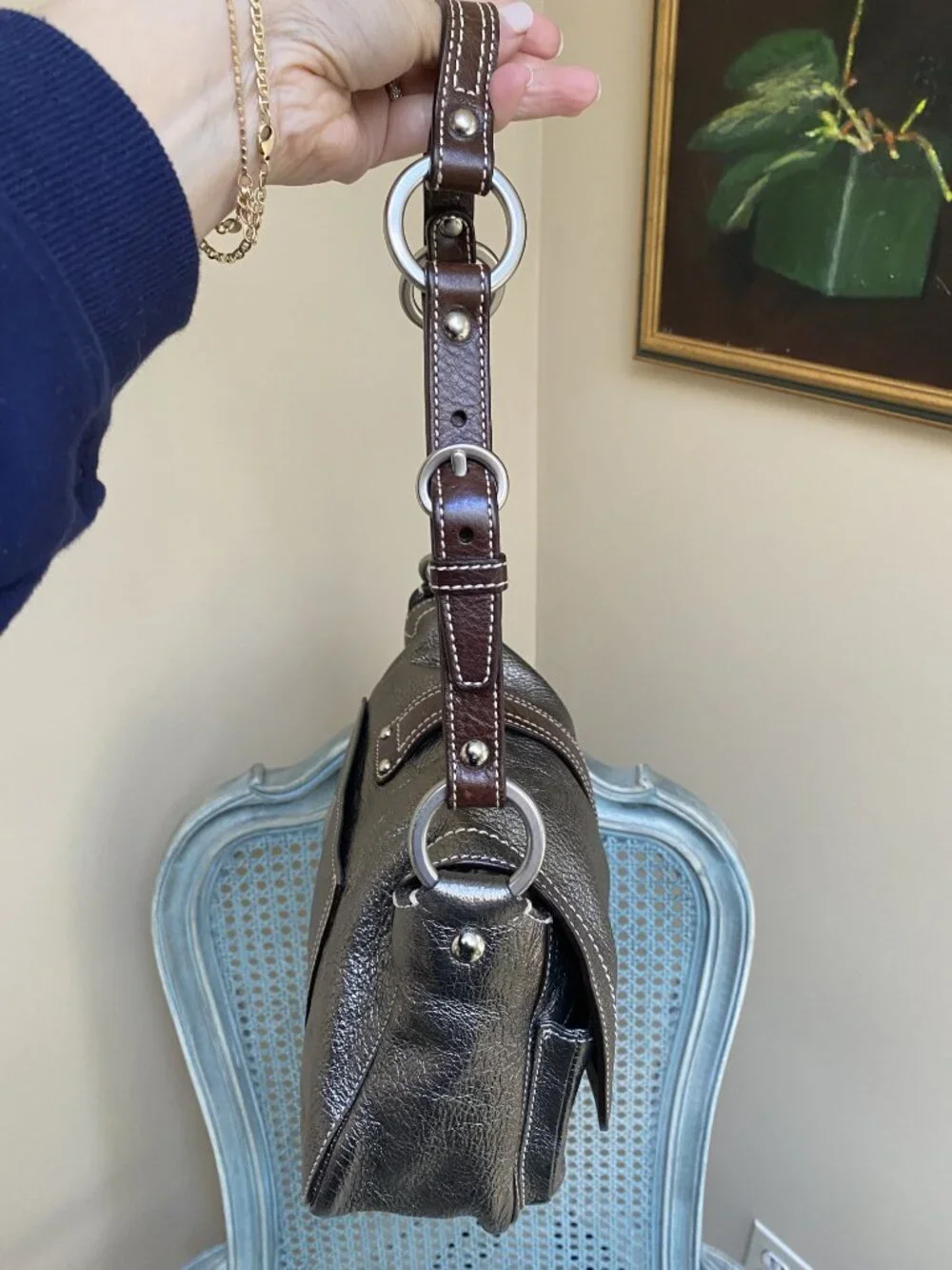 Vintage Coach Metallic Leather Chelsea Flap Bag
